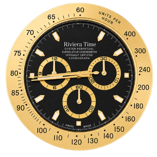 Daytona Or Fond Noir — Horloge Murale Riviera Time